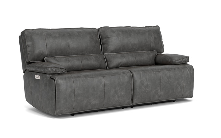 Sofia 3 Power Sofa in Gray Leather | Sofas | Living Room