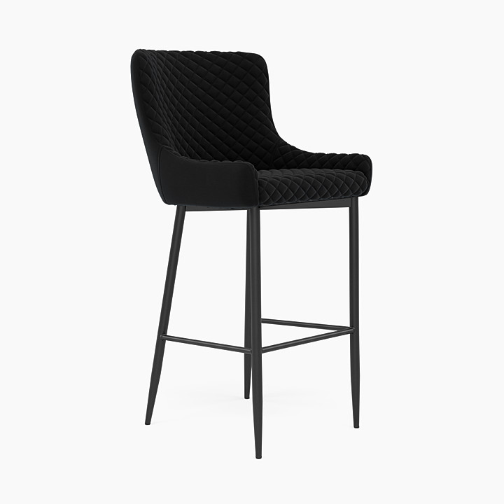 Petra Black Velvet Bar Stool Image