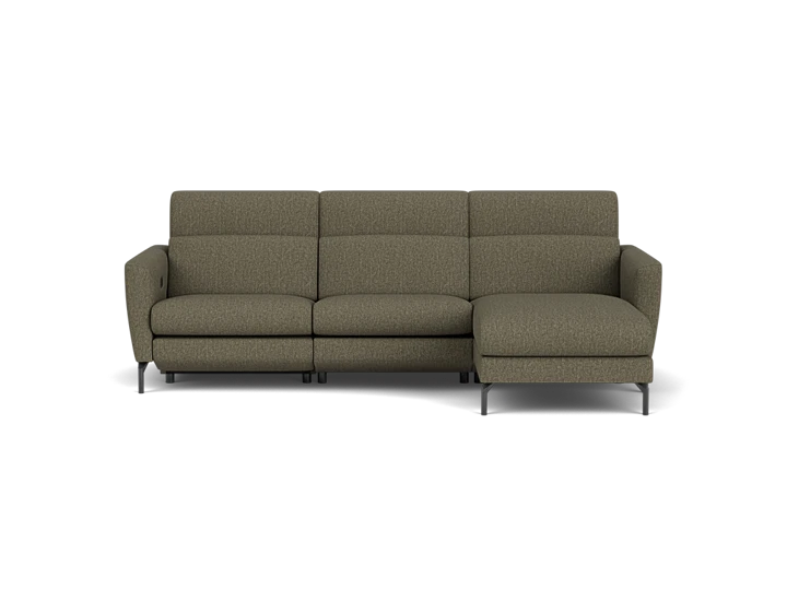 Skandi sofa med chaiselong og el funktion - Mørkegrøn - L:260 cm