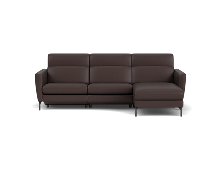 Skandi sofa med chaiselong og el funktion - Brun - L:260 cm