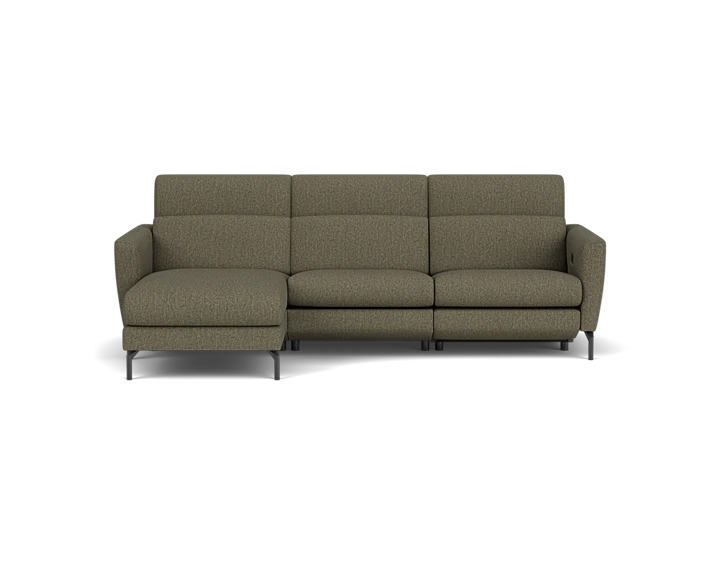 Skandi sofa med chaiselong og el funktion - Mørkegrøn - L:260 cm