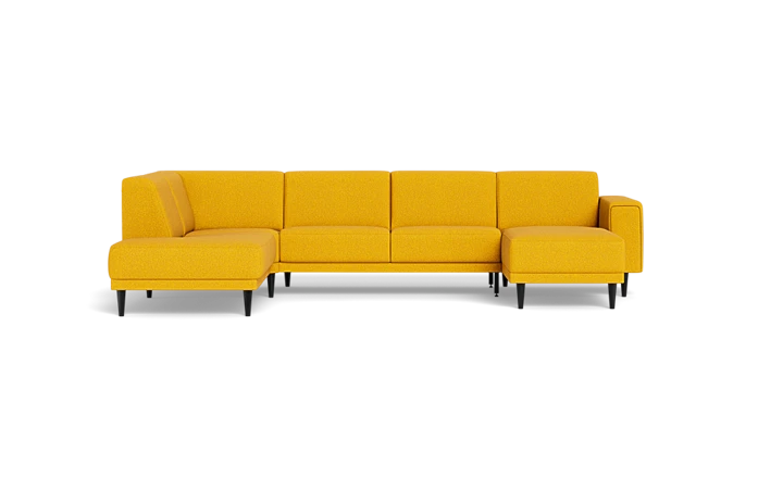 Salerno sofa med chaiselong og open end - Gul - L:322 cm