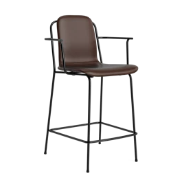 Studio barstol m. armlæn 75 cm polstret stål