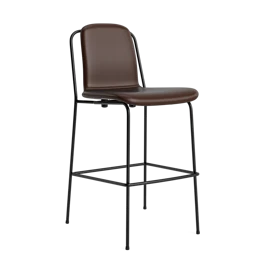 Studio barstol m. høj ryg, 65 cm polster stål