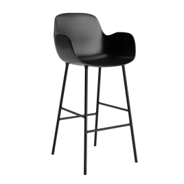 Form barstol m. armlæn 75 cm. stål