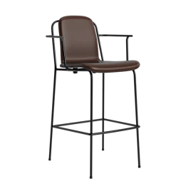 Studio barstol m. armlæn 75 cm frontpolstret, stål