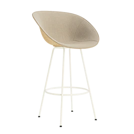 Mat barstol m. armlæn 75 cm frontpolster stål
