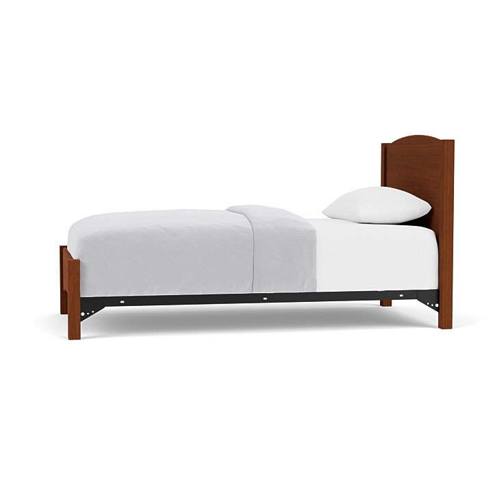 Beechwood Twin Bed with Panel Headboard, Footrail and Spring Base