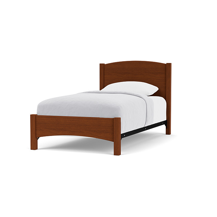 Beechwood Twin Bed with Panel Headboard, Footrail and Spring Base