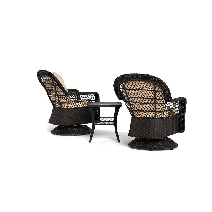 Black wicker swivel discount chair