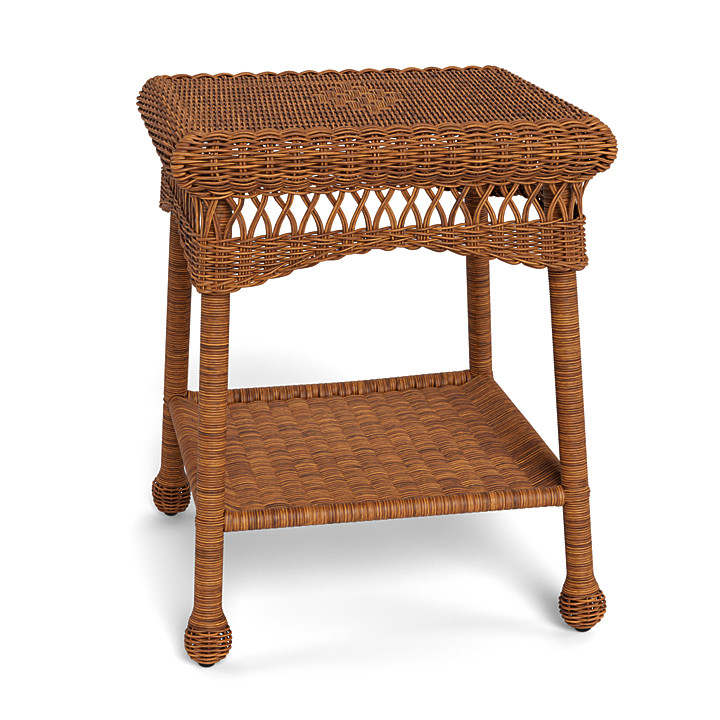 Outdoor wicker end discount table with storage