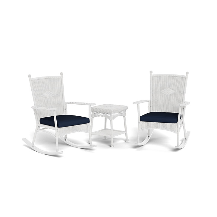 White resin discount wicker outdoor rockers