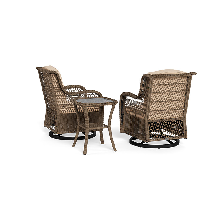 Rio Vista Premium Twin Swivel Wicker Chairs With Side Table