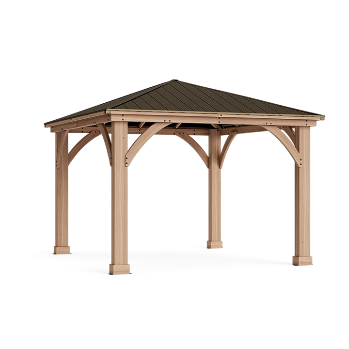 12 x 12 Wood Gazebo with Aluminum Roof
