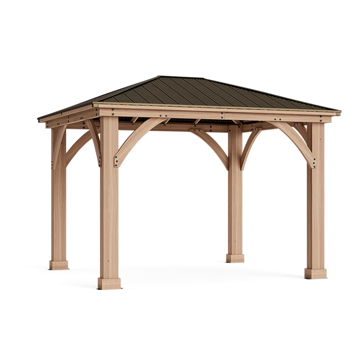 12 x 10 Wood Gazebo with Aluminum Roof