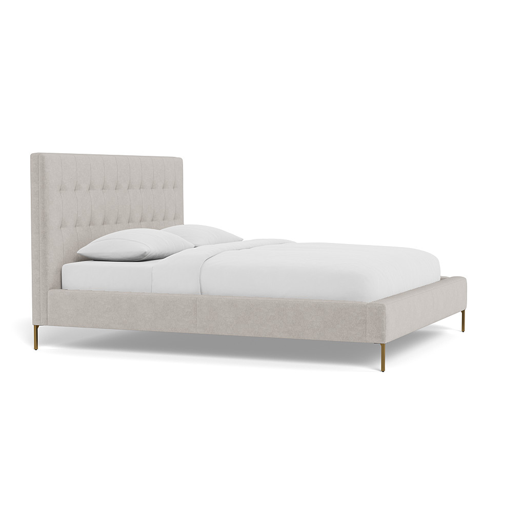 Boutique King Tufted Bed Brussells, Textured Velvet / Pearl