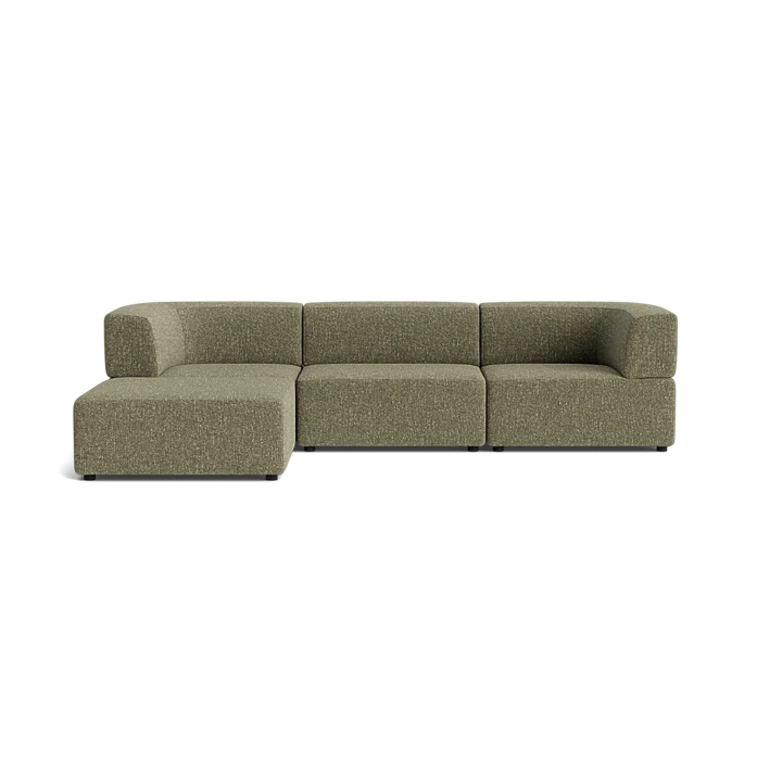 Stretch 4 Seater Chaise Sofa - Fleck Olive