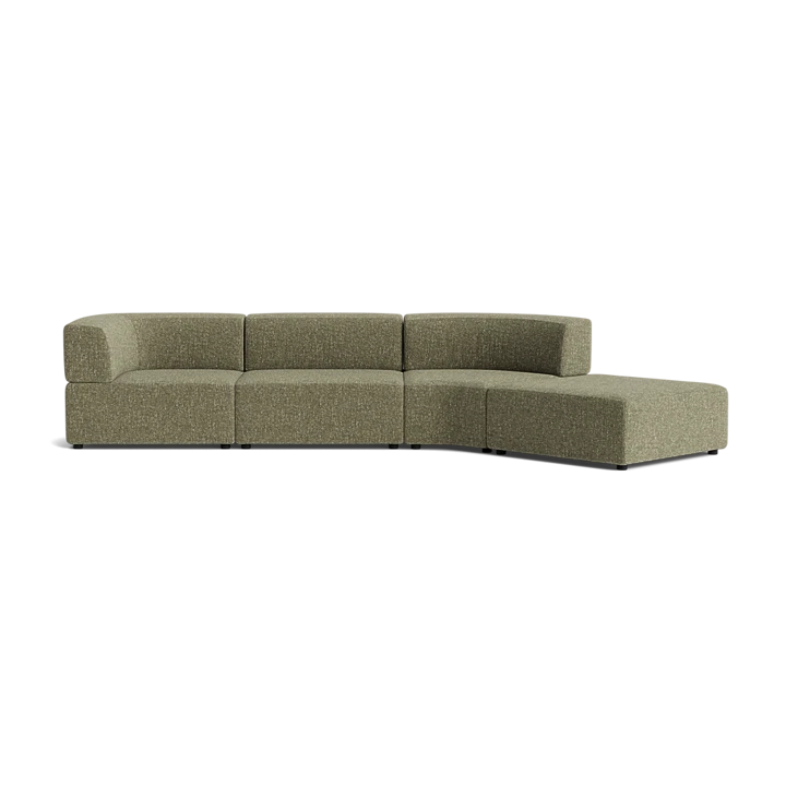 Stretch Open Angled Sofa - Fleck Olive