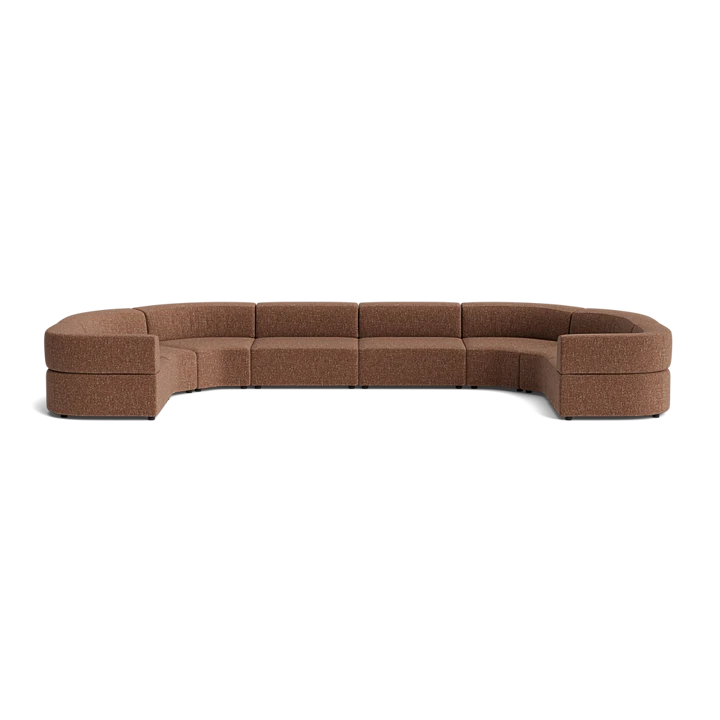 Stretch U Shape Modular Sofa - Fleck Rust