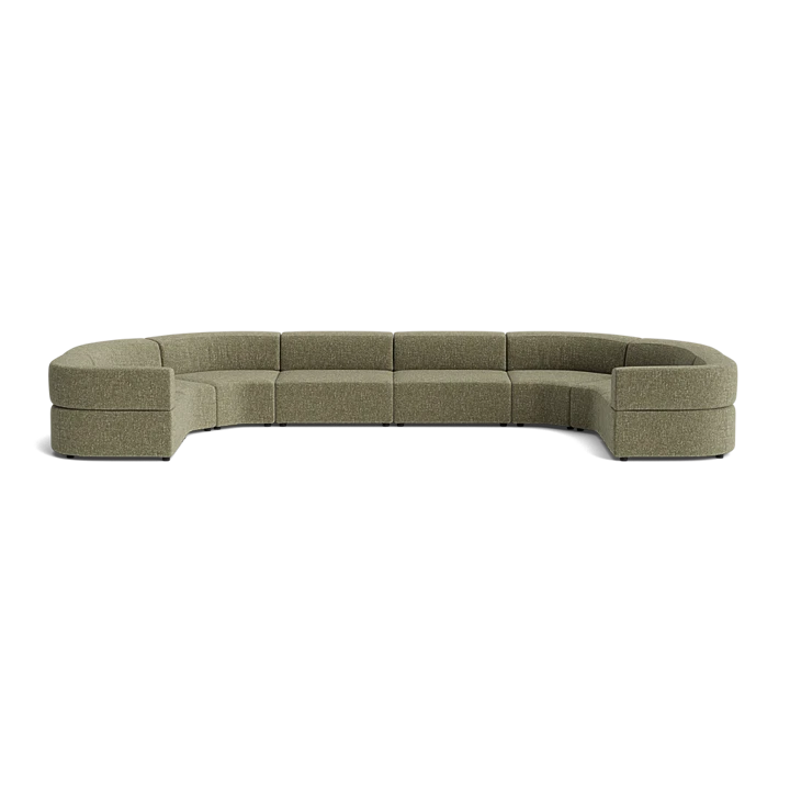 Stretch U Shape Modular Sofa - Fleck Olive