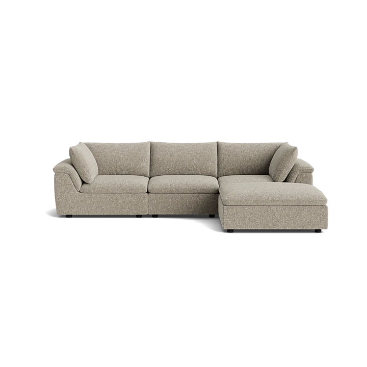 Melt 4 Seater Chaise Sofa - Fleck Smoke