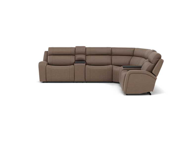 Maverick 7-Pc Leather Fully Loaded Reclining Modular With Drop Down Table And Massage
