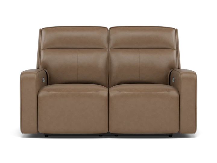 Nixie Leather Fully Loaded Reclining Loveseat