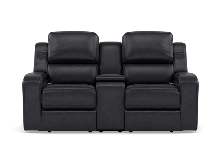 Liam Leather Fully Loaded Zero Gravity Console Reclining Loveseat With Massage And Immersive Audio