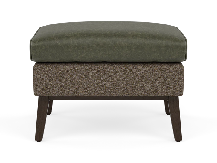 Claiborne Leather And Fabric Accent Ottoman in Green And Gray