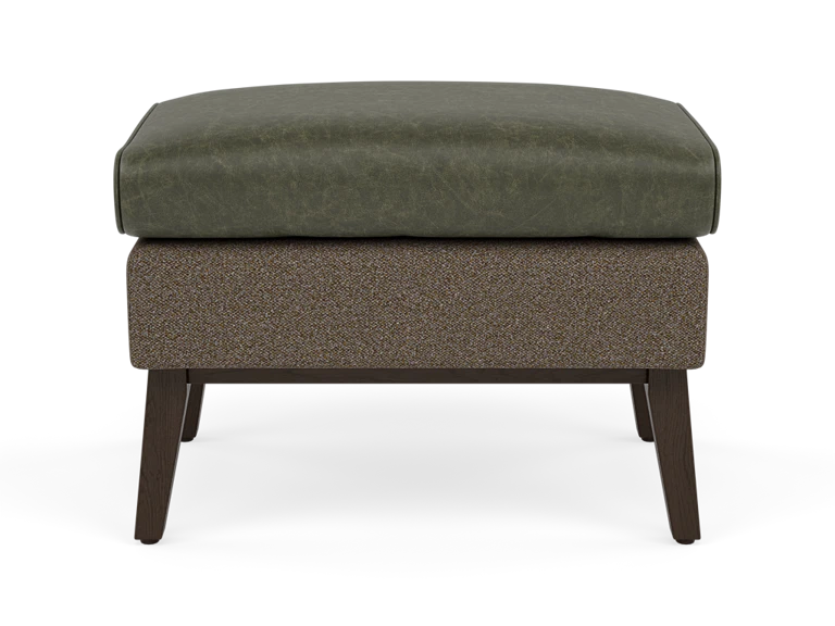 Claiborne Leather And Fabric Accent Ottoman in Green And Gray