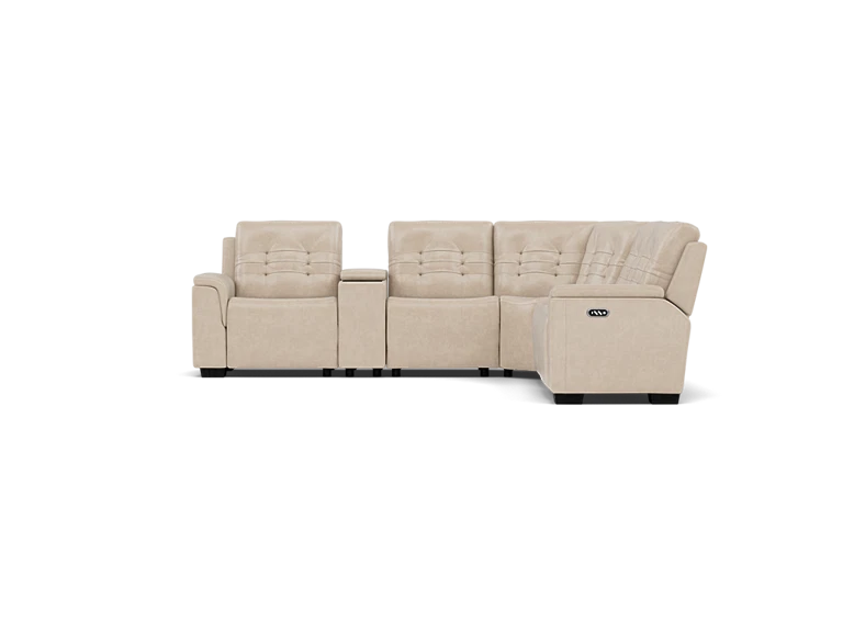 Nora 6-Pc. Leather Power Headrest Reclining Modular