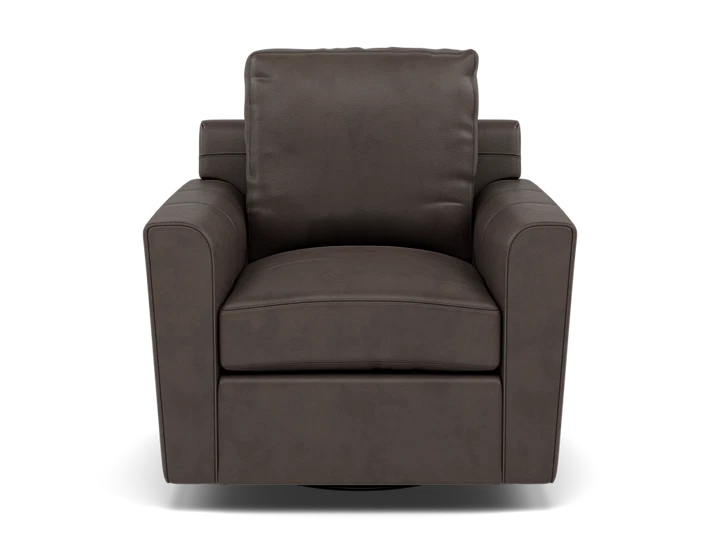Darby Leather Flare Arm Swivel Chair