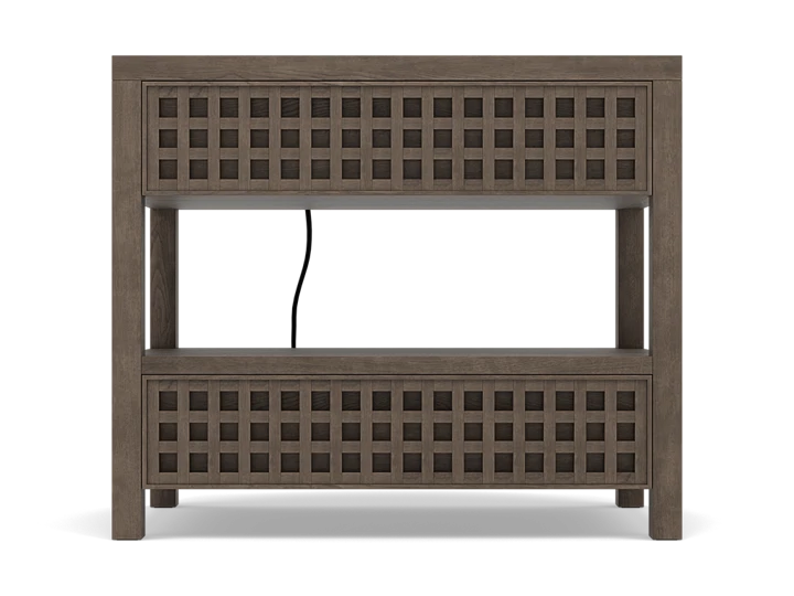 Powell Lattice 2 Drawer Nightstand In Warm Brown