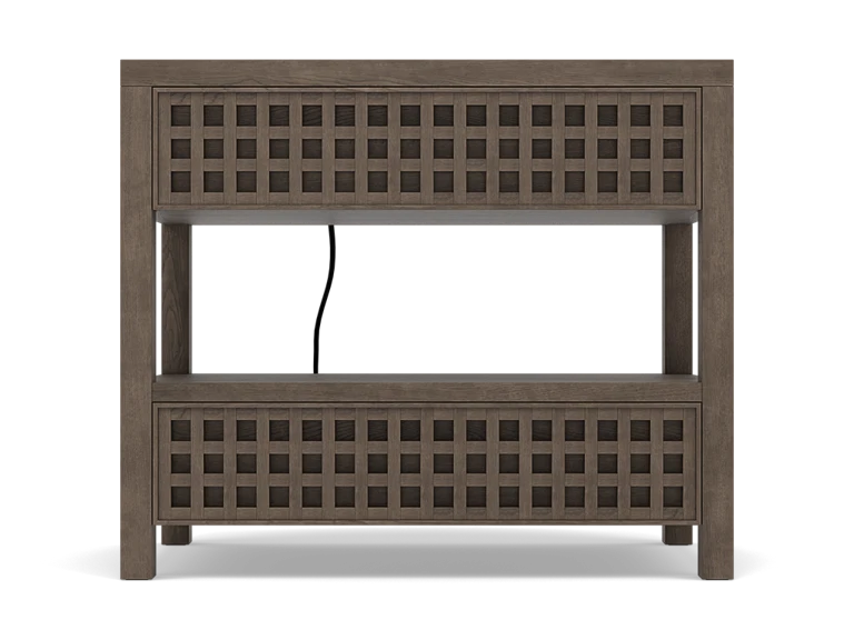 Powell Lattice 2 Drawer Nightstand In Warm Brown
