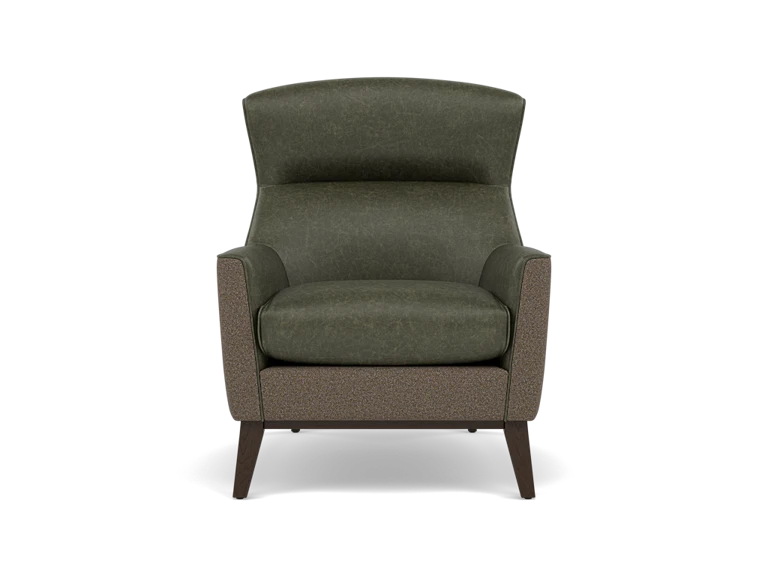 Claiborne Leather And Fabric Accent Chair in Green And Grey