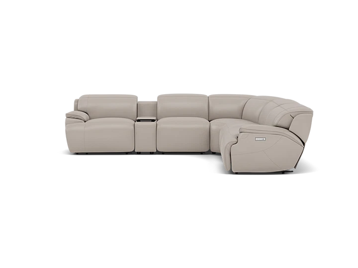 Carrie 6-Pc. Leather Zero Gravity Power Headrest Reclining Modular With Refrigerator Console