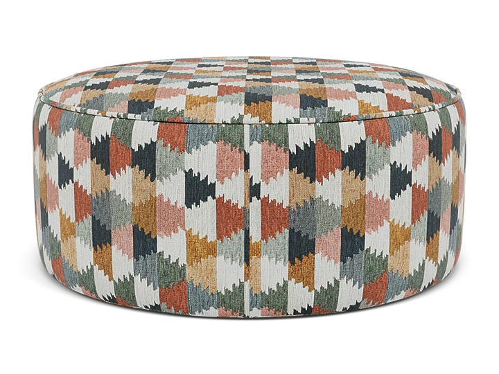 Griffin Round Cocktail Ottoman in Retro
