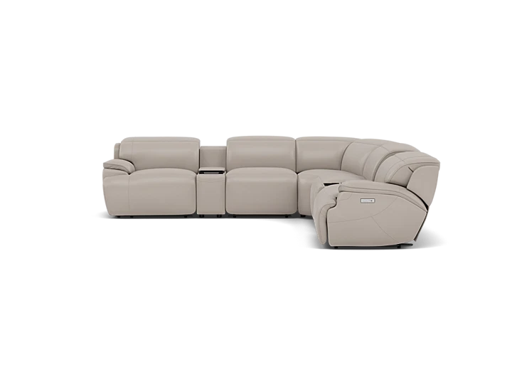Carrie 7-Pc. Leather Zero Gravity Power Headrest Reclining Modular With Refrigerator Console