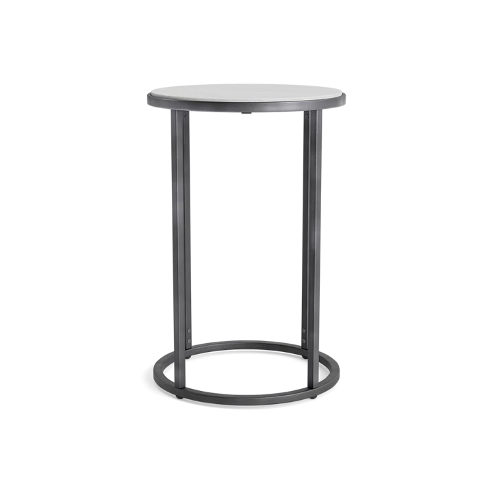 Modern Basics Round End Table In Natural Travertine Bronze
