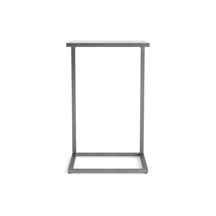 Modern Basics C-Shaped End Table In Natural Travertine Bronze