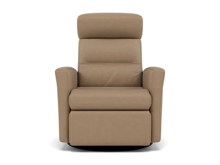 Denver Leather Large Power Swivel Glider Power Lumbar Recliner in Biscuit