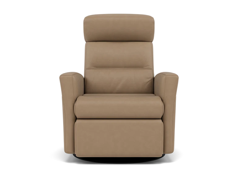 Denver Leather Large Power Swivel Glider Power Lumbar Recliner in Biscuit