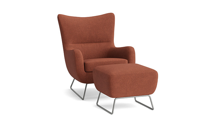 Ellis Chair + Ottoman Cylindo Rendering
