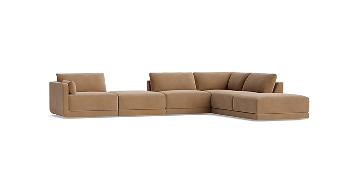 Eva Large Open-Back Sectional with Ottoman Cylindo Rendering