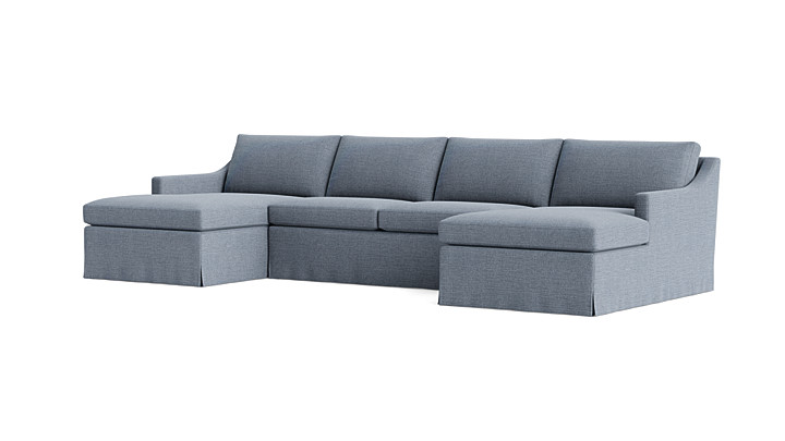 Vera Skirted Double Chaise Sectional rendering