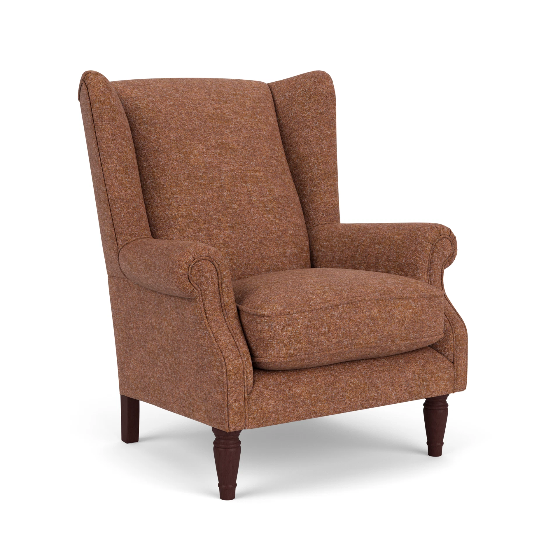 Alice Armchair in Aquaclean Oxford - Brick Marl with Light legs