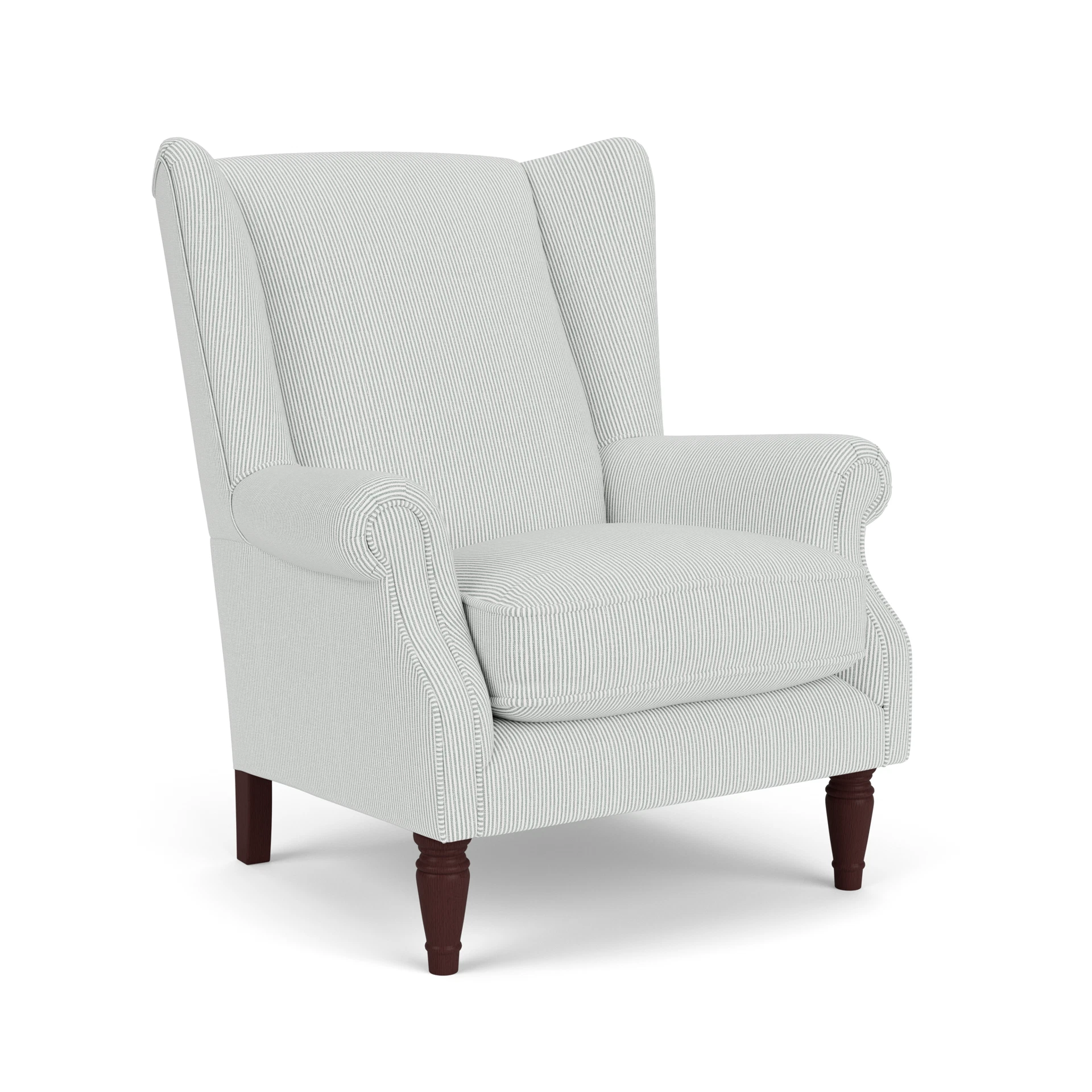 Alice Armchair in Broadway Stripe - Duck Egg with Light legs