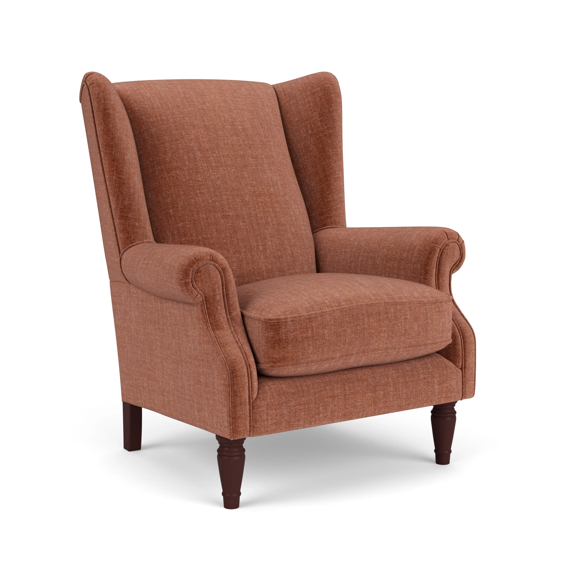 Alice Armchair in Eco Chenille - Cinnamon with Light legs