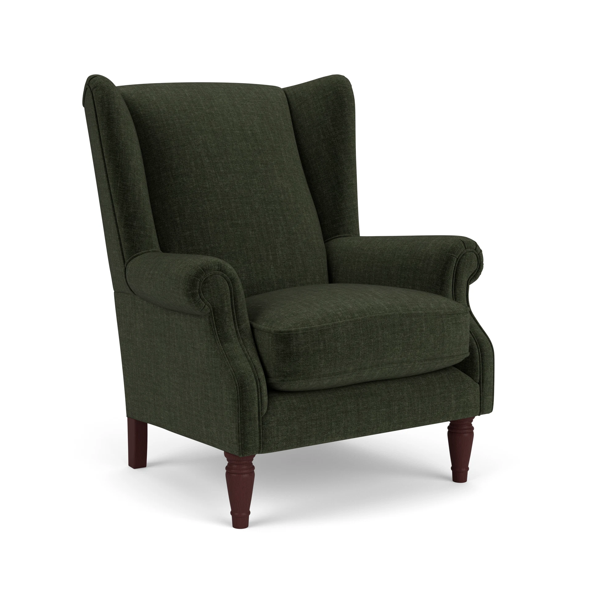Alice Armchair in Eco Chenille - Moss with Light legs