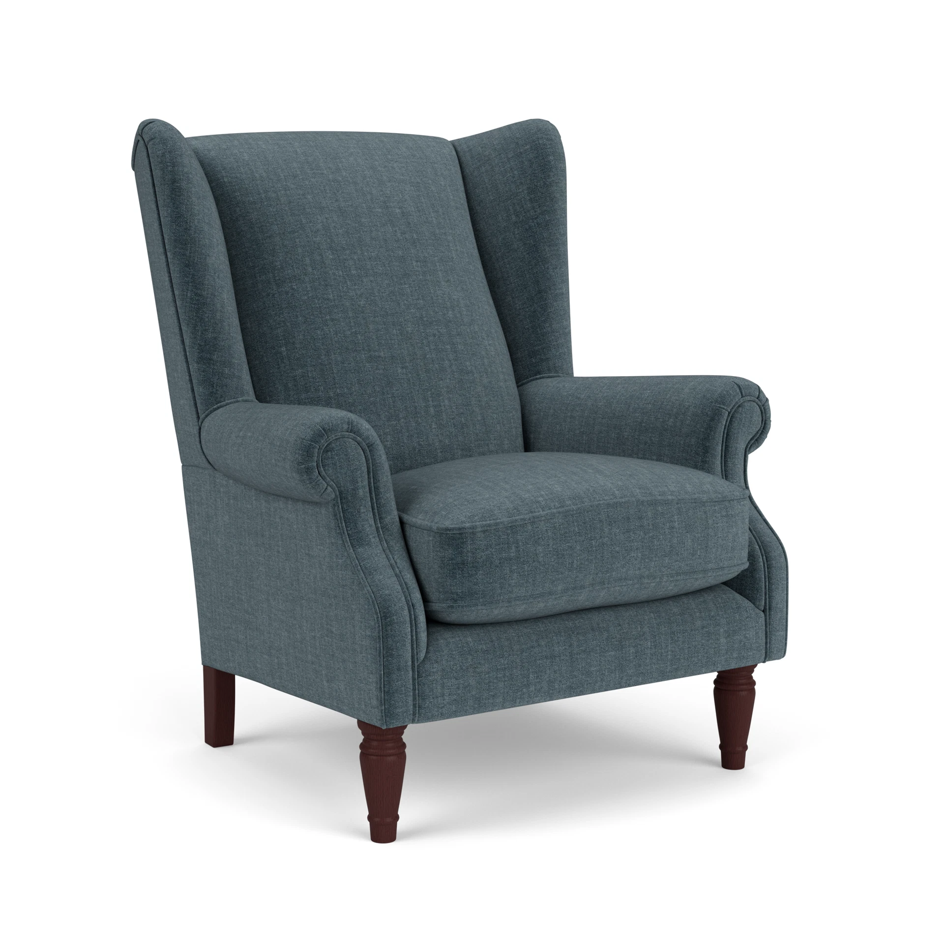 Alice Armchair in Eco Chenille - Teal with Light legs